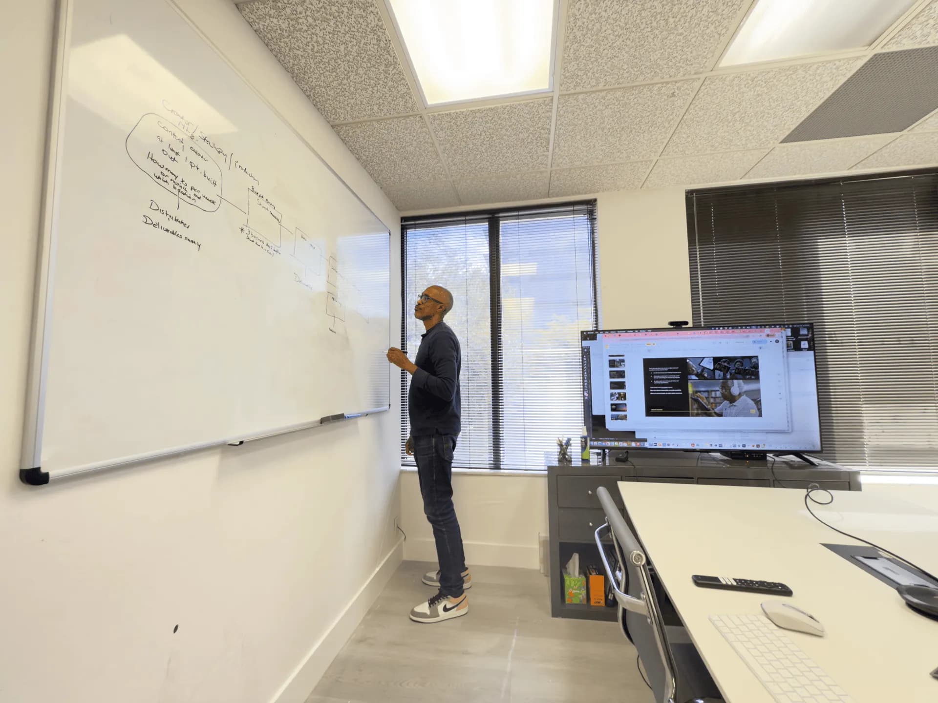 Chad mapping out a content strategy on a whiteboard