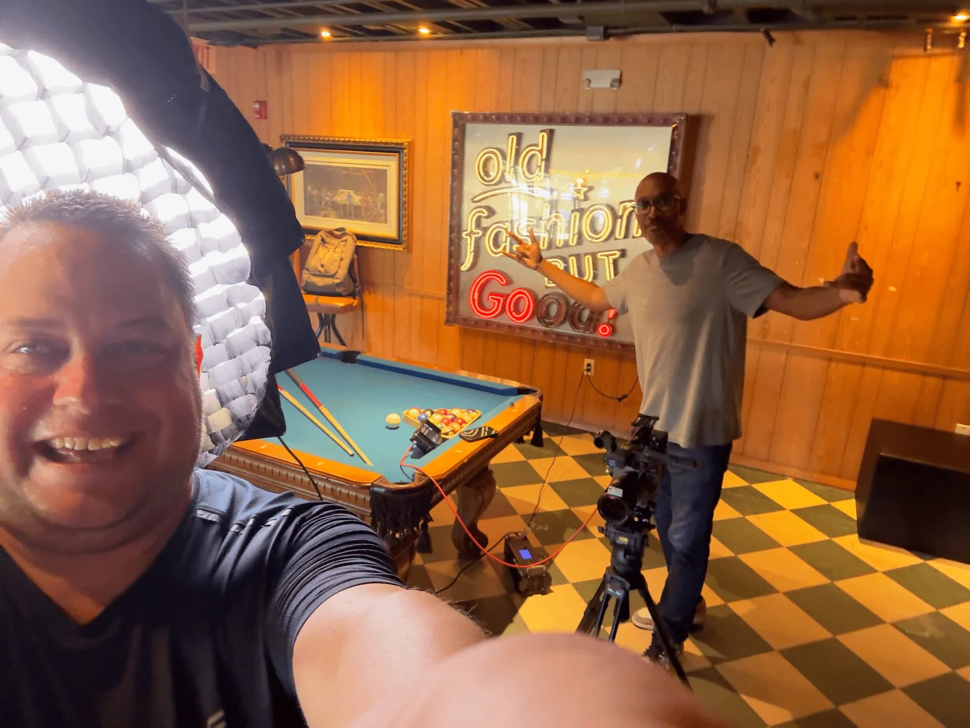 Greg and Chad collaborating on a production