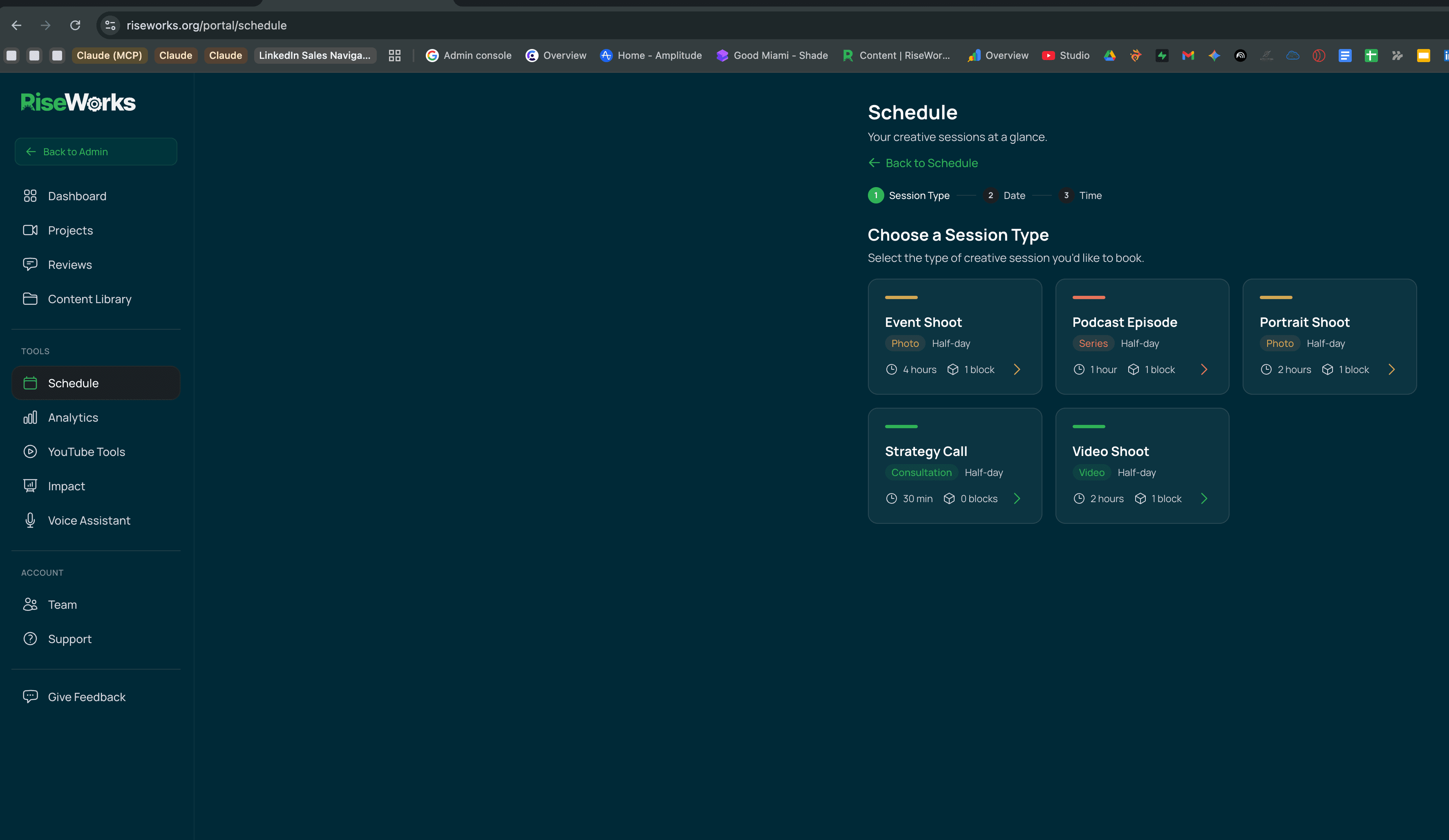 Portal Screenshot: Scheduling Interface