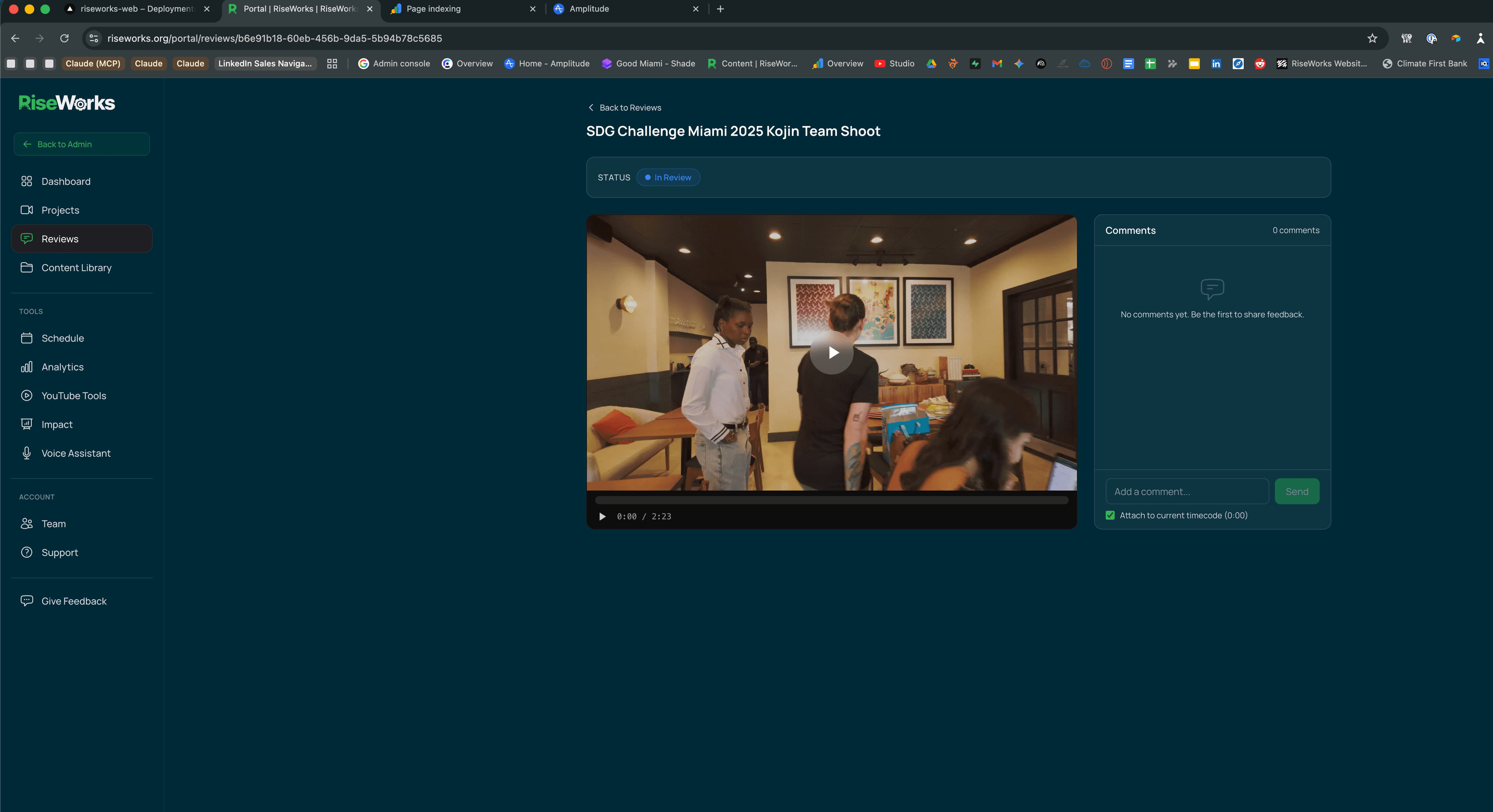 Portal Screenshot: Video Review Interface