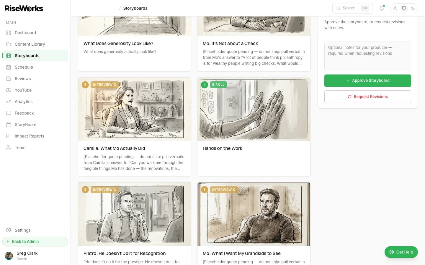 Pencil-sketch style AI-generated storyboard panels